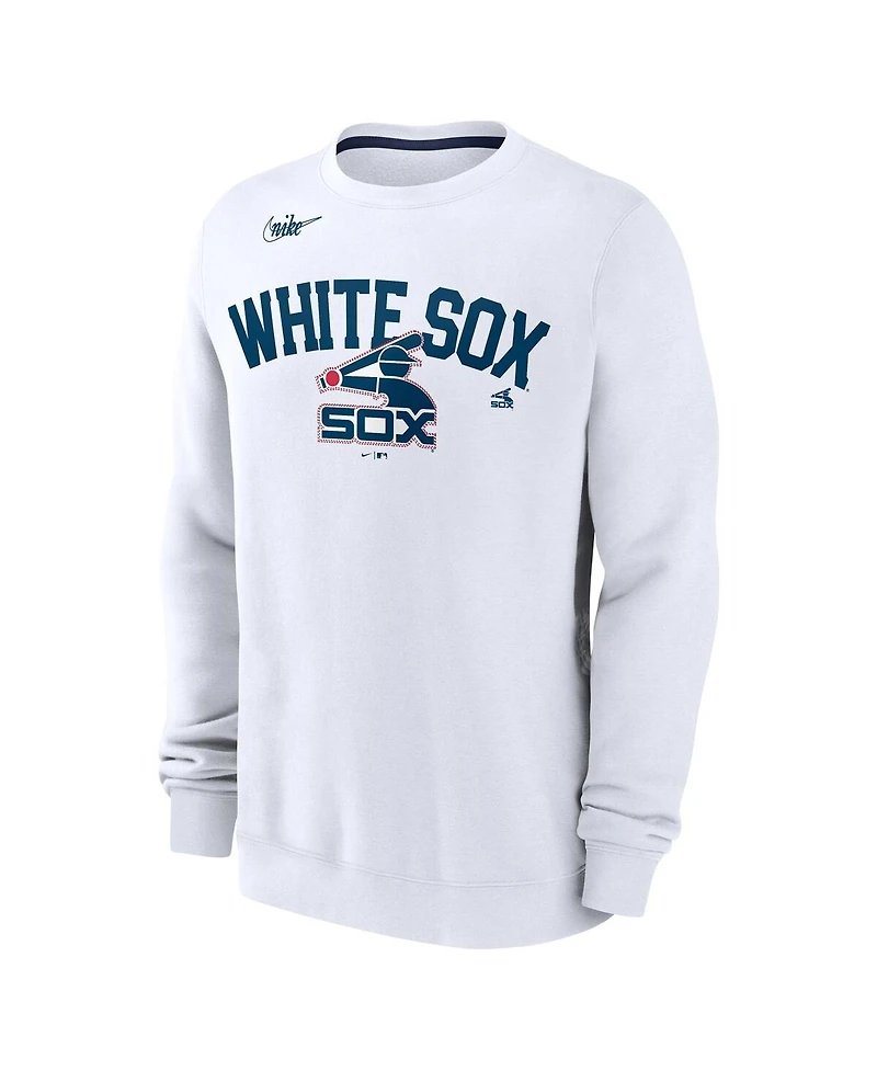 Nike Men's White Chicago Sox Cooperstown Collection Fleece Pullover Sweatshirt