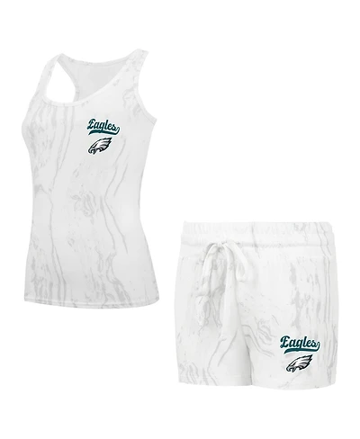 Concepts Sport Women's 2-Piece White Philadelphia Eagles Plus Quartz Tank Top and Shorts Set