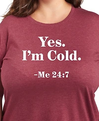 Hybrid Apparel Trendy Plus Yes I'm Cold Graphic Crew Neck T-Shirt