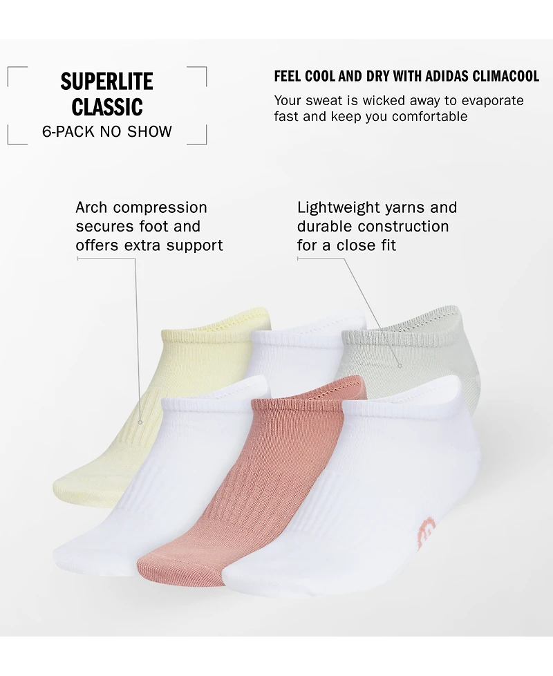 adidas Women's 6-Pk. Superlite Classic No Show Socks 5159140A