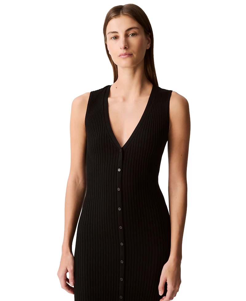 Calvin Klein Jeans Women's Rib-Knit Sleeveless Midi Dress