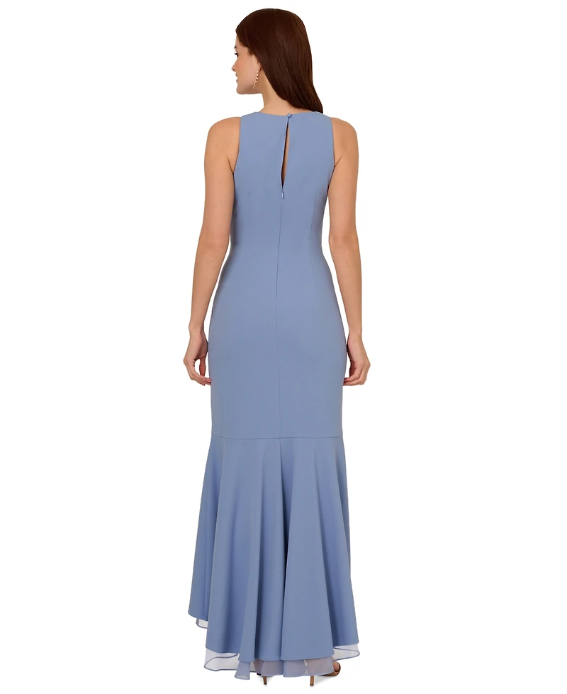 Adrianna Papell Women's Sleeveless Ruffled High-Low Gown