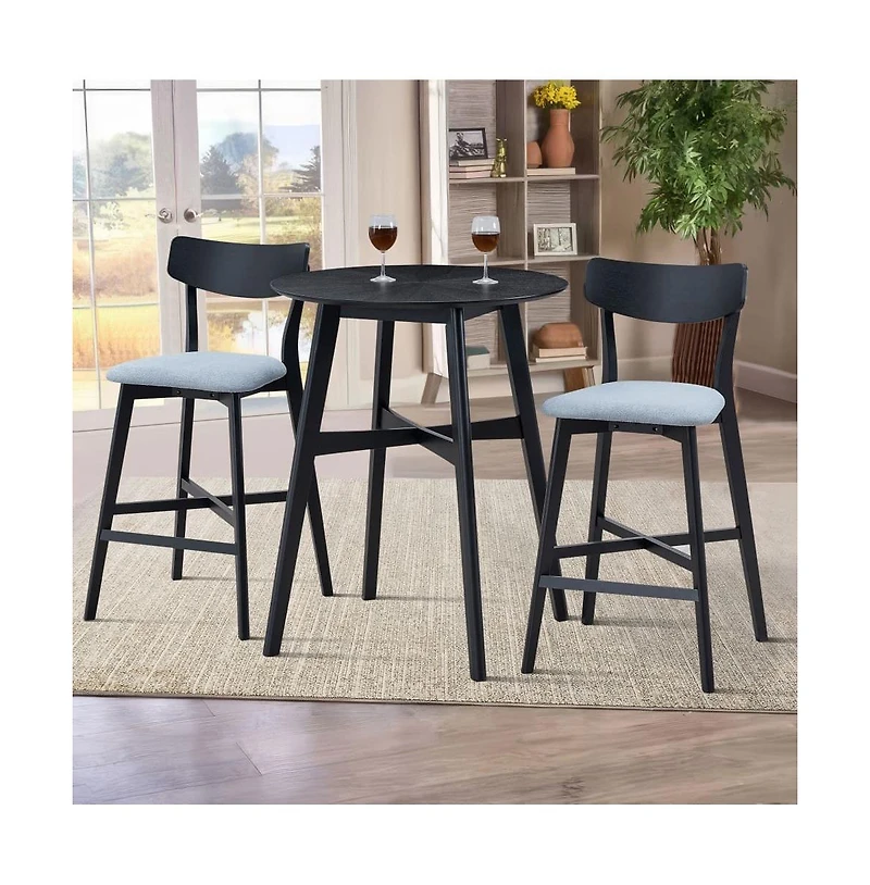 Set of 2 Bar Stools, 28.5 Inch Solid Wood Kitchen Island Chairs for Home, Bar, or Pub-The Pop Home