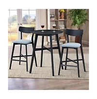 Set of 2 Bar Stools, 28.5 Inch Solid Wood Kitchen Island Chairs for Home, Bar, or Pub-The Pop Home
