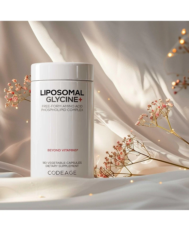 Codeage Liposomal Glycine+ Supplement - Free-Form Glycine 1,500 mg with Liposomal Delivery - 2-Month Supply - Amino Acid Capsules - Protein Support