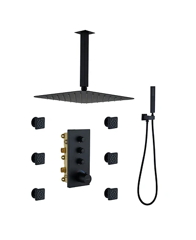 12-Inch Rainfall Shower Head & Thermostatic Control - Perfect for Family Bathing Comfort