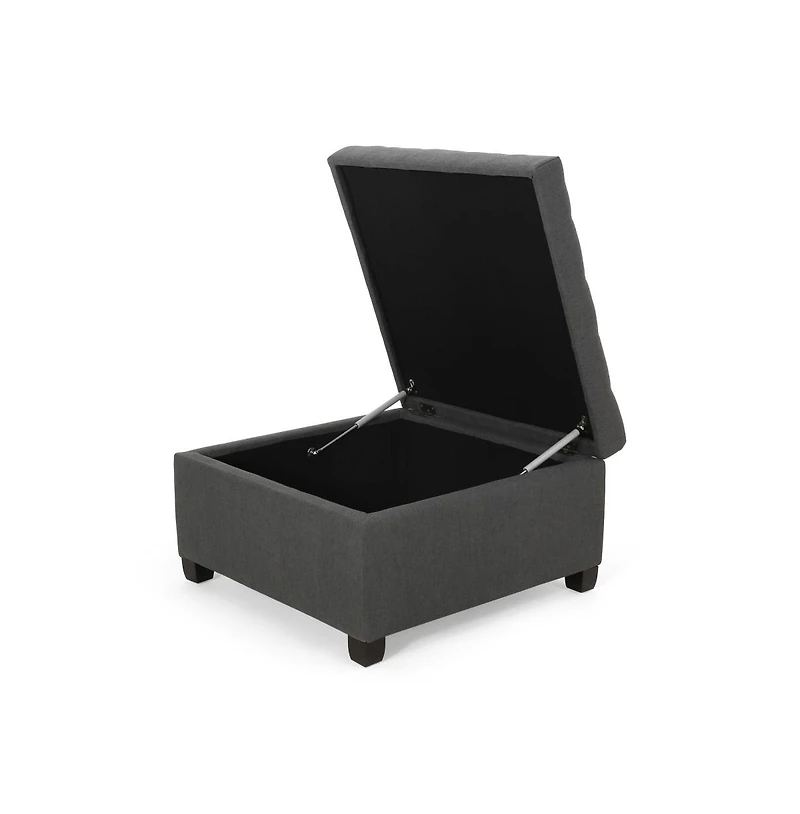 Storage Ottoman with Button-Tufted Lid, Upholstered Square Bench for Living Room, Bedroom, Entryway-The Pop Home