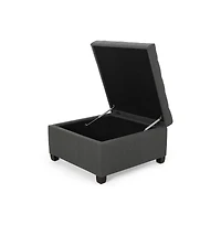 Storage Ottoman with Button-Tufted Lid, Upholstered Square Bench for Living Room, Bedroom, Entryway-The Pop Home