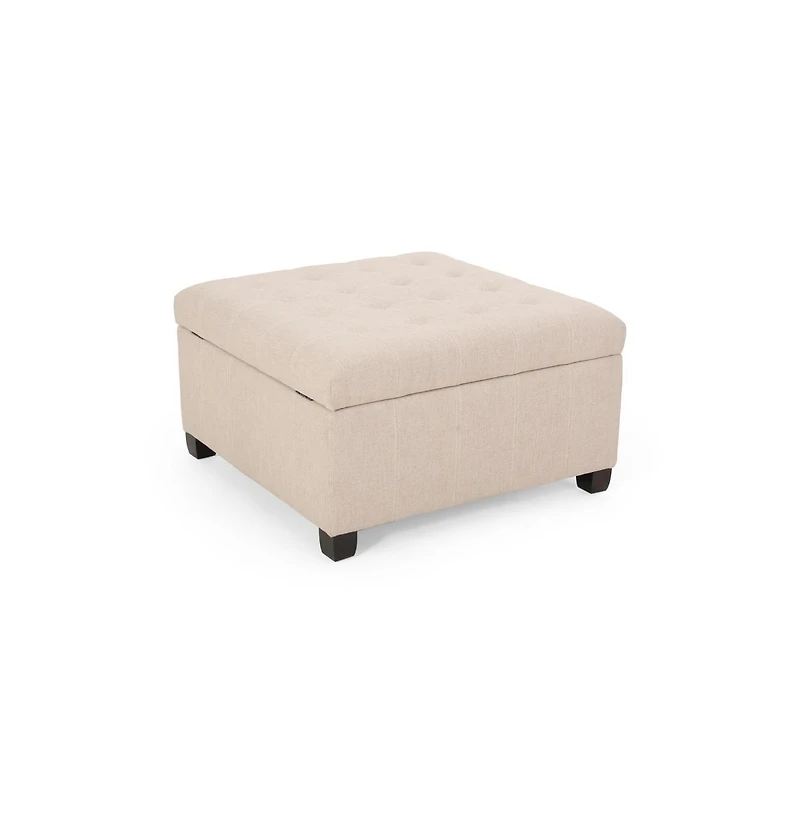Storage Ottoman with Button-Tufted Lid, Upholstered Square Bench for Living Room, Bedroom, Entryway-The Pop Home