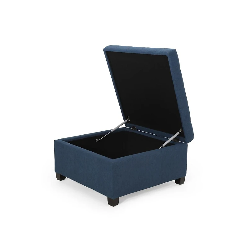 Storage Ottoman with Button-Tufted Lid, Upholstered Square Bench for Living Room, Bedroom, Entryway-The Pop Home