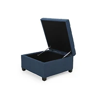 Storage Ottoman with Button-Tufted Lid, Upholstered Square Bench for Living Room, Bedroom, Entryway-The Pop Home