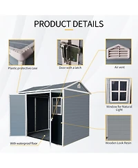 Streamdale 8 x 6 ft Resin Outdoor Storage Shed with Waterproof Floor, Windows, & Lockable Door