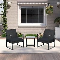 Aoodor 3-Piece Patio Furniture Set, Outdoor Rattan Wicker Chairs with Table, Sofa Set Including Cushions
