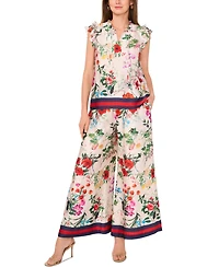 Vince Camuto Women's Floral-Print Drawstring Wide-Leg Pants