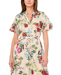 Vince Camuto Women's Floral-Print Puff-Sleeve Maxi Dress