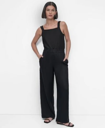 Dkny Womens Linen Tie Strap Tank Top Wide Leg Pull On Pants