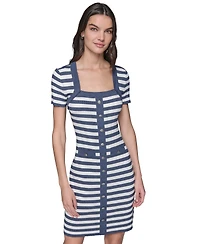 Karl Lagerfeld Paris Women's Stripe-Knit Square-Neck Dress
