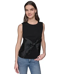 Karl Lagerfeld Paris Women's Sleeveless Satin Bow Top