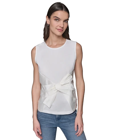 Karl Lagerfeld Paris Women's Sleeveless Satin Bow Top