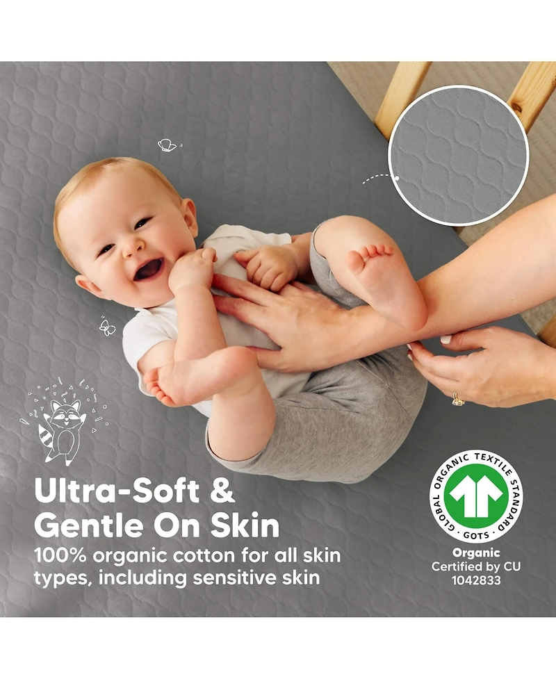 KeaBabies 2-Pack Protect+ Waterproof Crib Mattress Protector Covers, Mavy Quilted Cotton Baby Topper, Toddler Sheets