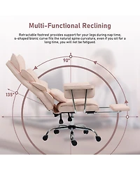 Dyhome Faux Leather Gaming Chair, Ergonomic High-Back Office Chair With Tilt and Swivel, Reclining Computer Desk for Women, Men