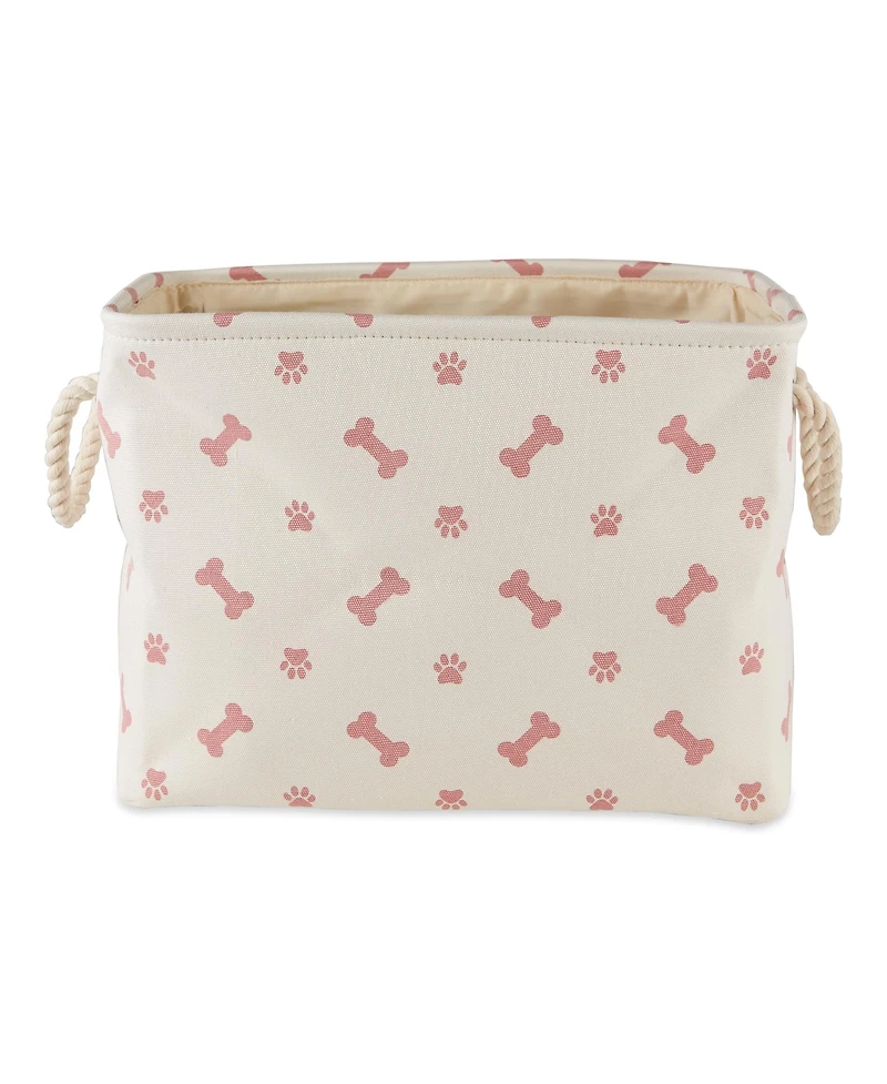 Bone Dry Collapsible Pet Storage Bin with Rope Handles Paw/Bone Print