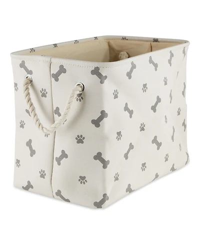Bone Dry Collapsible Pet Storage Bin with Rope Handles Paw/Bone Print
