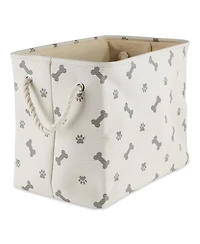 Bone Dry Collapsible Pet Storage Bin with Rope Handles Paw/Bone Print