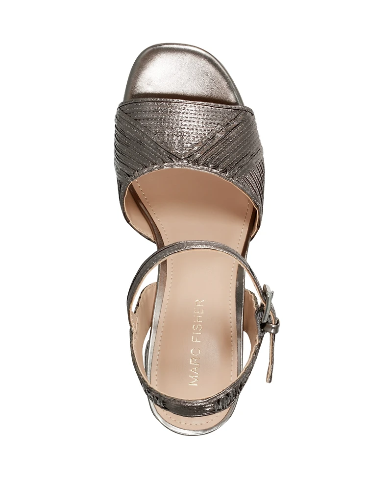 Marc Fisher Women's Seleny Metallic High Block Heel Platform Sandals