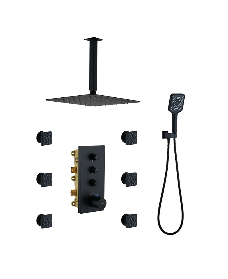 French Vernet Thermostatic Shower System - 3-Function Handheld Shower with Child Safety Lock