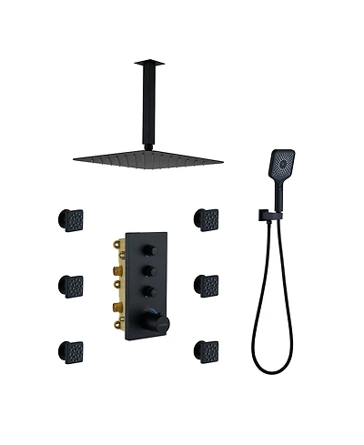 French Vernet Thermostatic Shower System - 3-Function Handheld Shower with Child Safety Lock