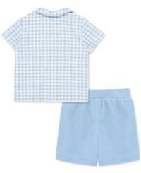 Little Me Baby Boys Gingham Terry Polo Top & Shorts, 2 Piece Set