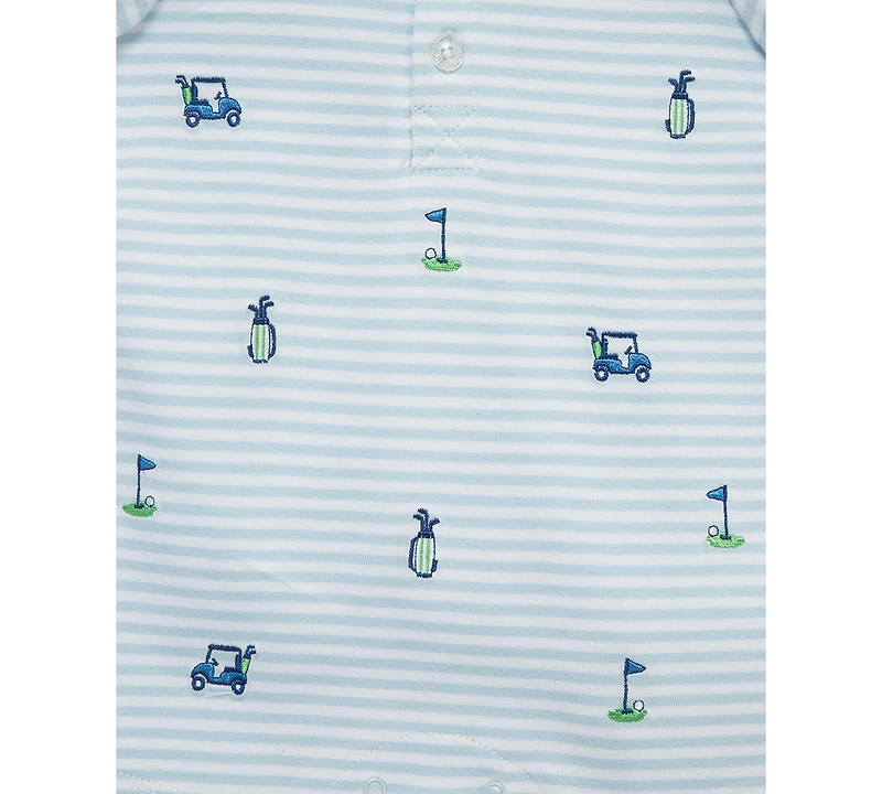 Little Me Baby Boys 2-Pc. Embroidered Cotton Romper & Bucket Hat Set