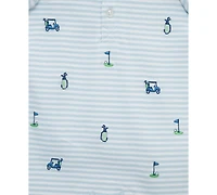 Little Me Baby Boys 2-Pc. Embroidered Cotton Romper & Bucket Hat Set