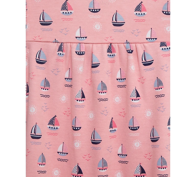 Little Me Baby Girls Cotton Sailboats Rompers, 2 Pack