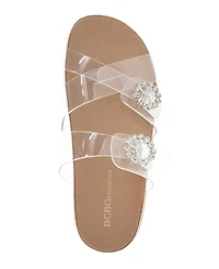 BCBGeneration Women's Jia Rhinestone Buckle Flat Sandals