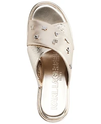 Karl Lagerfeld Paris Women's Caleigh X Band Wedge Sandals