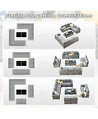 Xizzi Patio Furniture Set,12 Pieces Outdoor Sectional Sofa Couch Set,Patio Conversation Set with Modular Wicker Deep Seat Chairs,Comfy Cushions,Side T
