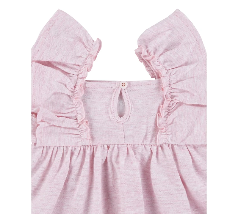 Huggies Baby Girls Ruffled-Sleeve Jersey Dress & Bloomer Set