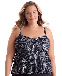 ShapeSolver by Mimi Flamingo Women's Bombay High Low Double Tier Tankini Swimsuit Top