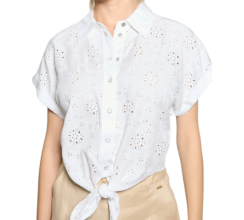 Guess Women's Brigitte Embroidered Snap-Front Shirt