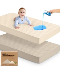 KeaBabies 2-Pack Protect+ Waterproof Crib Mattress Protector Covers, Quin Quilted Cotton Baby Topper, Toddler Sheets