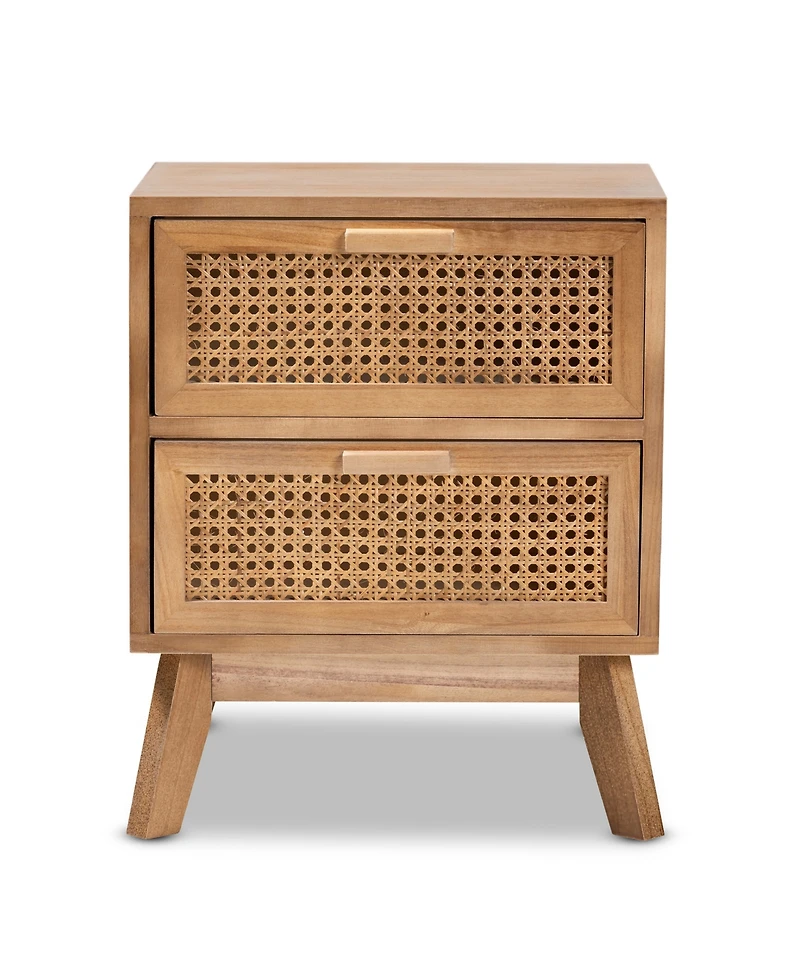 Baxton Studio 15.7" Finished Wood Baden Mid-Century Modern 2-Drawer End Table
