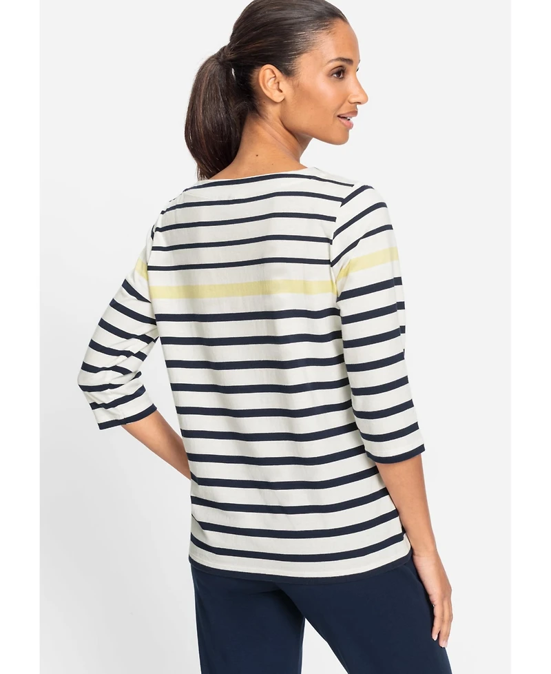 Olsen Women's Striped Boat Neck T-Shirt