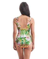 ShapeSolver by Mimi Flamingo Women's Divine Solids Sqaure Neck Princess Seam One Piece Swimsuit