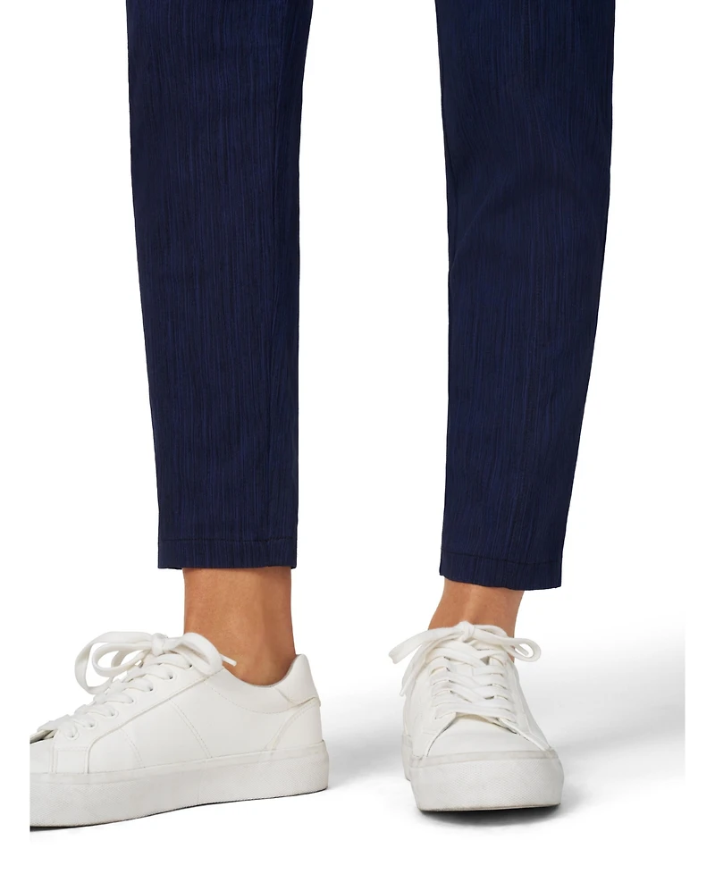 Cable & Gauge Women's Stripe Slim Fit Pull On Cropped Pant