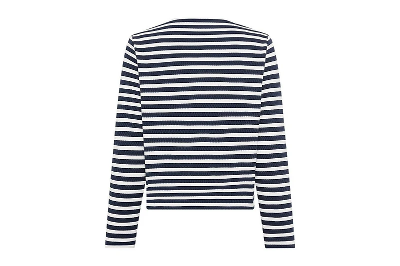Olsen Women's Striped Collarless Zip Front Jacket
