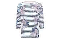 Olsen Women's Floral and Stripe Print T-Shirt