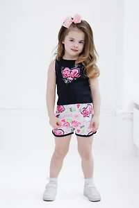 Barbie Girls Cropped Ribbed Tank Top and French Terry Shorts Outfit Set