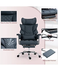 Dyhome 8-Point Massage Gaming Chair, Ergonomic Office 500lbs Weight Capacity, Adjustable Backrest 90°-135°, Armrests, Suit